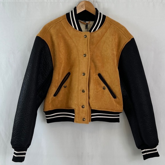 NWT - [Blank NYC] Women’s Varsity Jacket Faux Suede Bomber, Size M - Picture 9 of 11